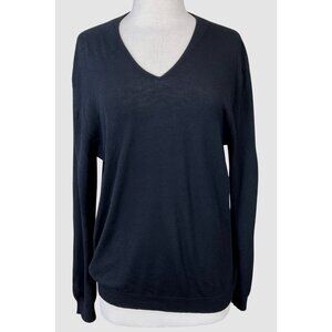Neiman Marcus Black Cashmere V-Neck Long Sleeve Vintage Sweater XL